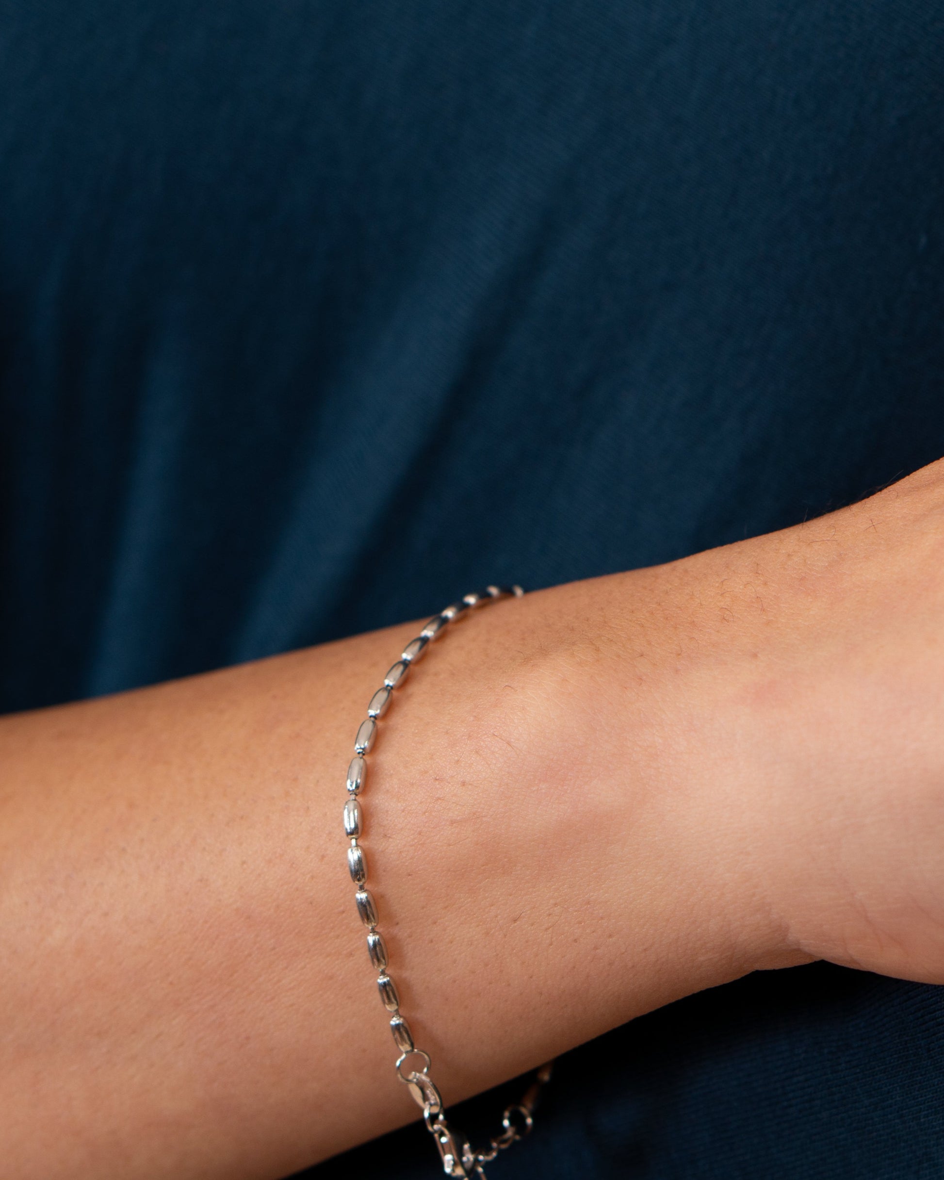 Candella Oval Beaded Bracelet Silver