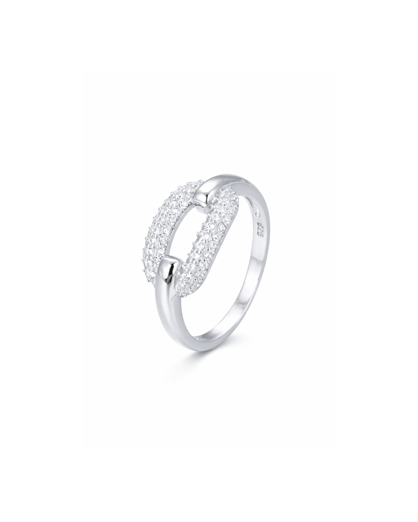 Candella Pave Link Ring Silver