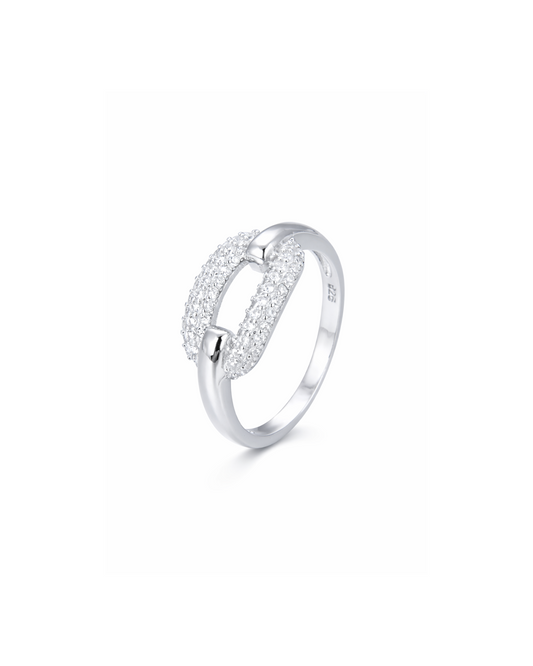 Candella Pave Link Ring Silver