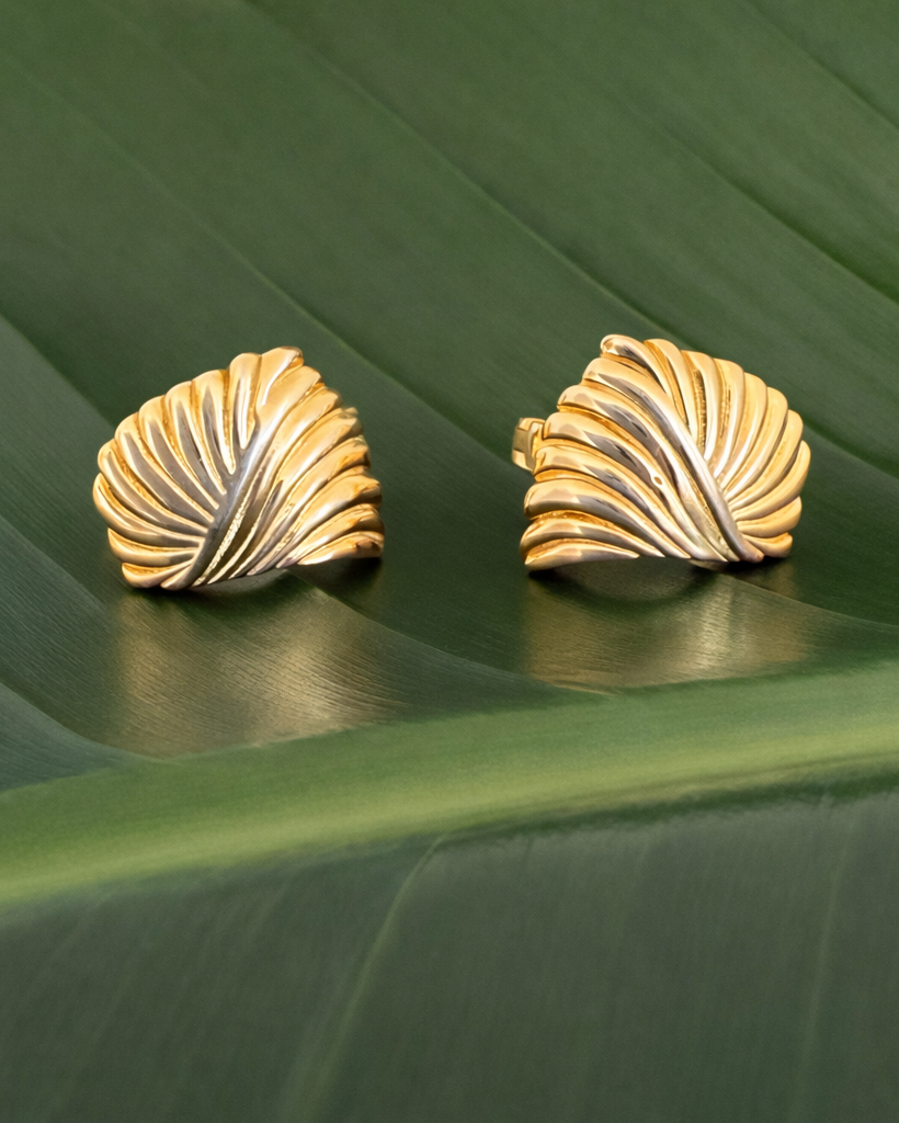 Candella Ripple Statement Earrings Gold