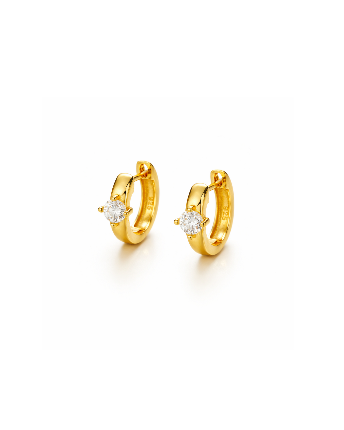 Candella Solitaire CZ Huggie Earrings Gold