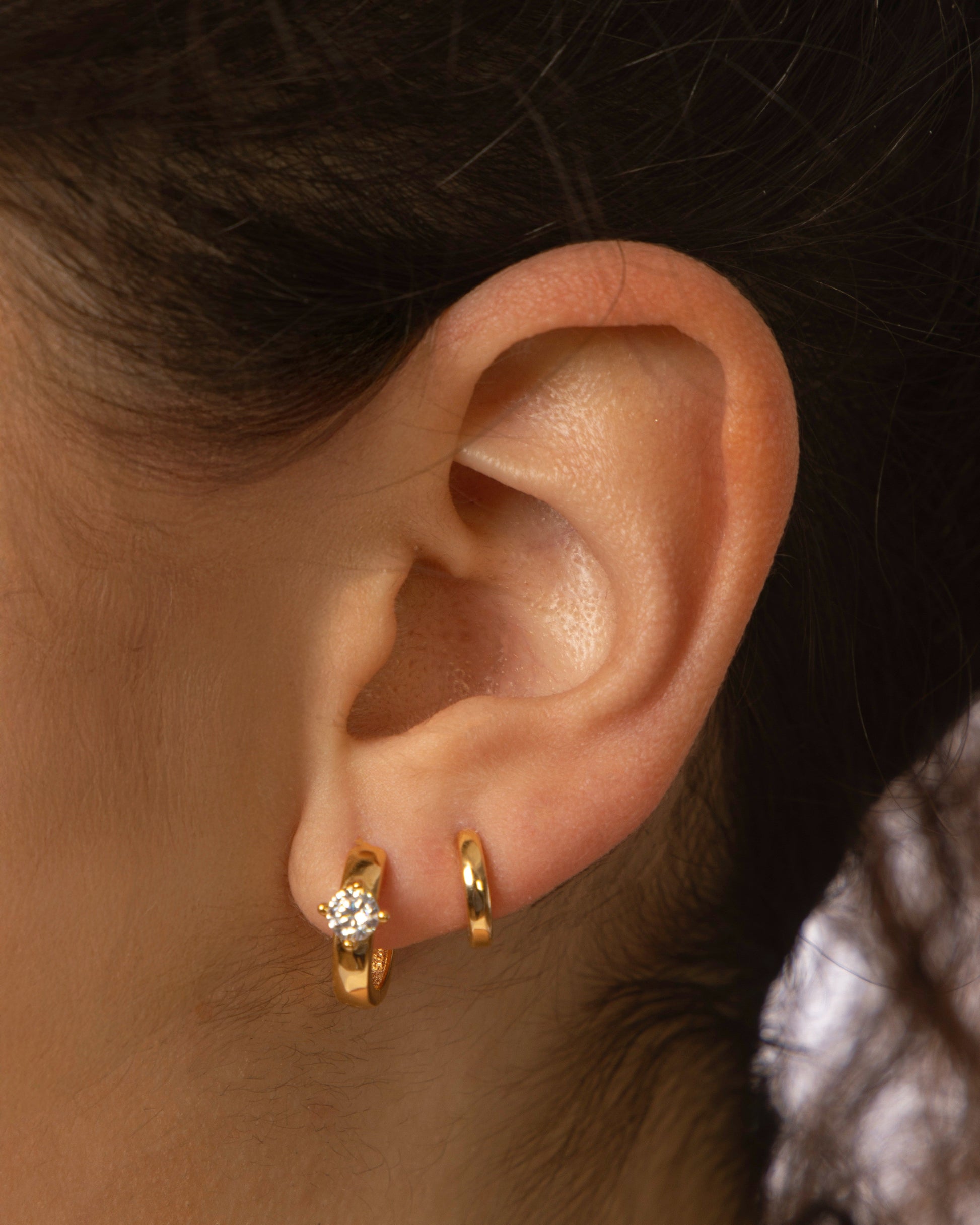 Candella Solitaire CZ Huggie Earrings Gold