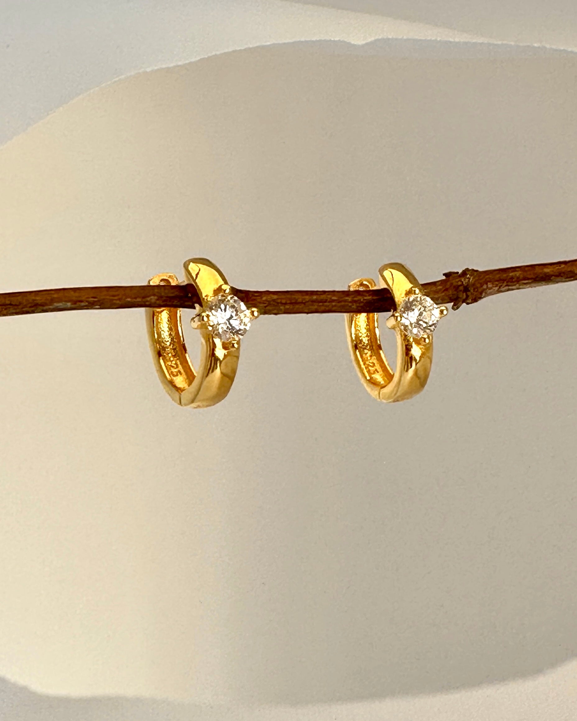 Candella Solitaire CZ Huggie Earrings Gold