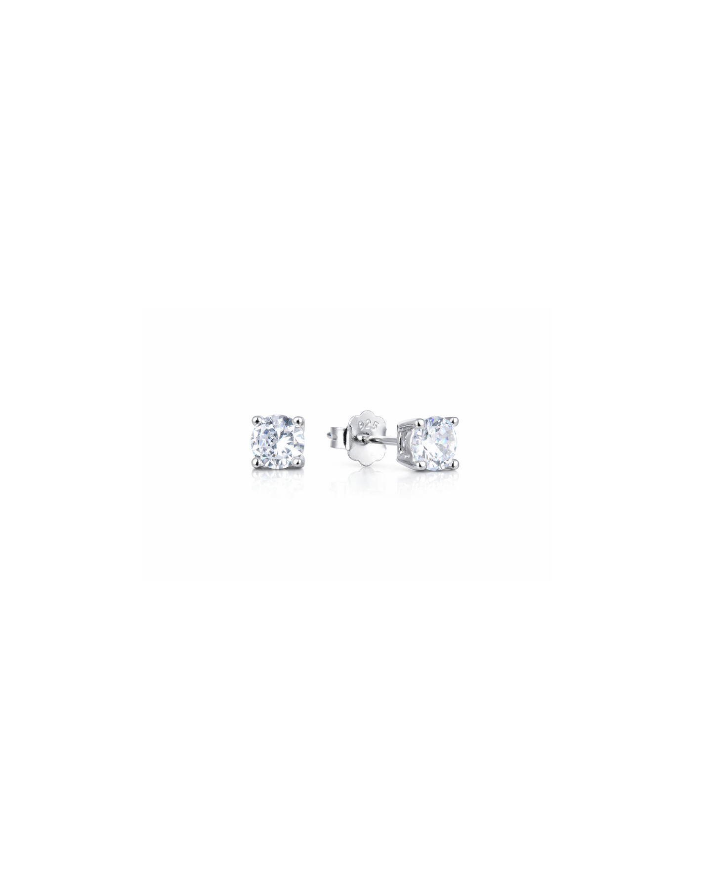 Candella Solitaire CZ Stud Earrings Silver