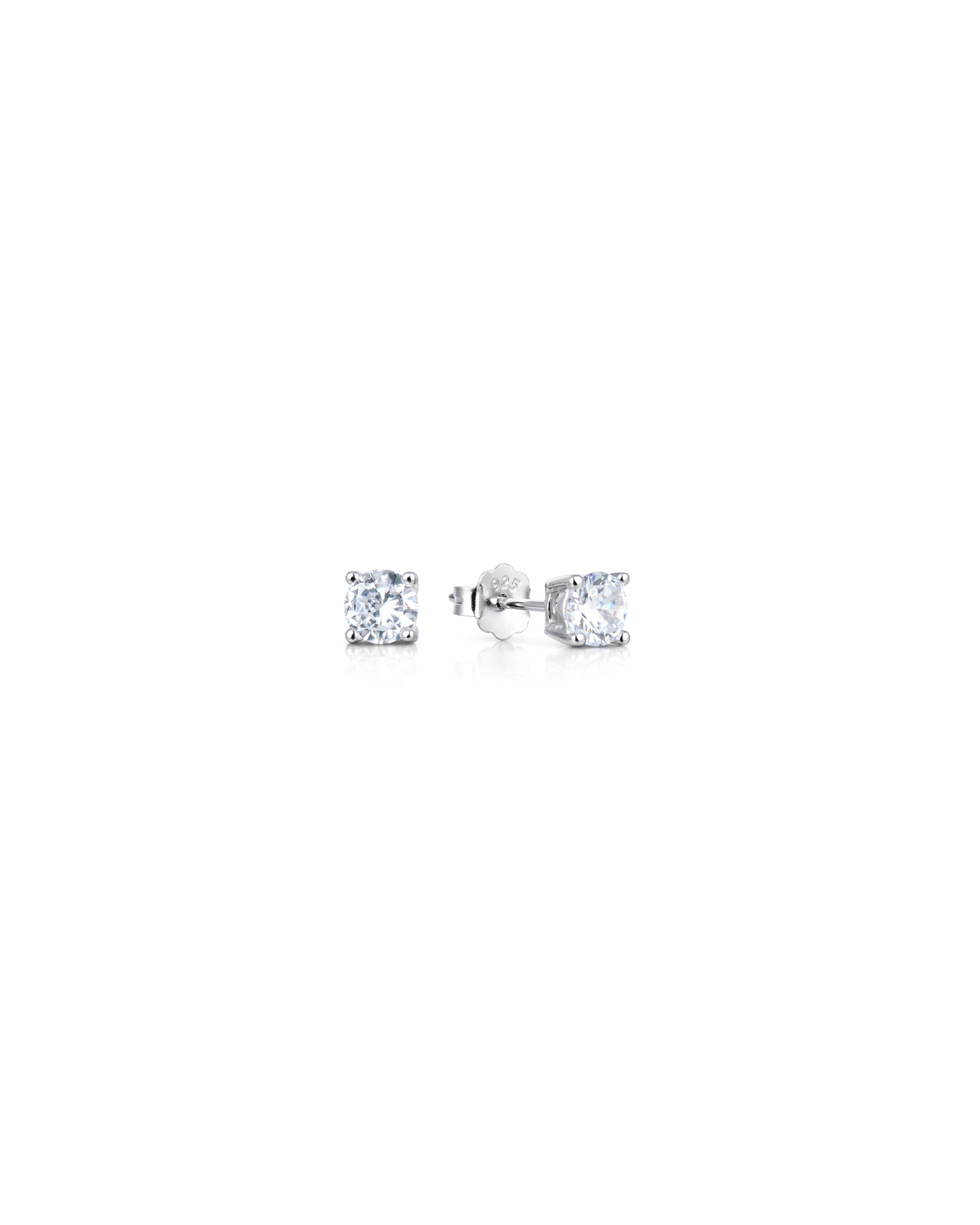 Candella Solitaire CZ Stud Earrings Silver