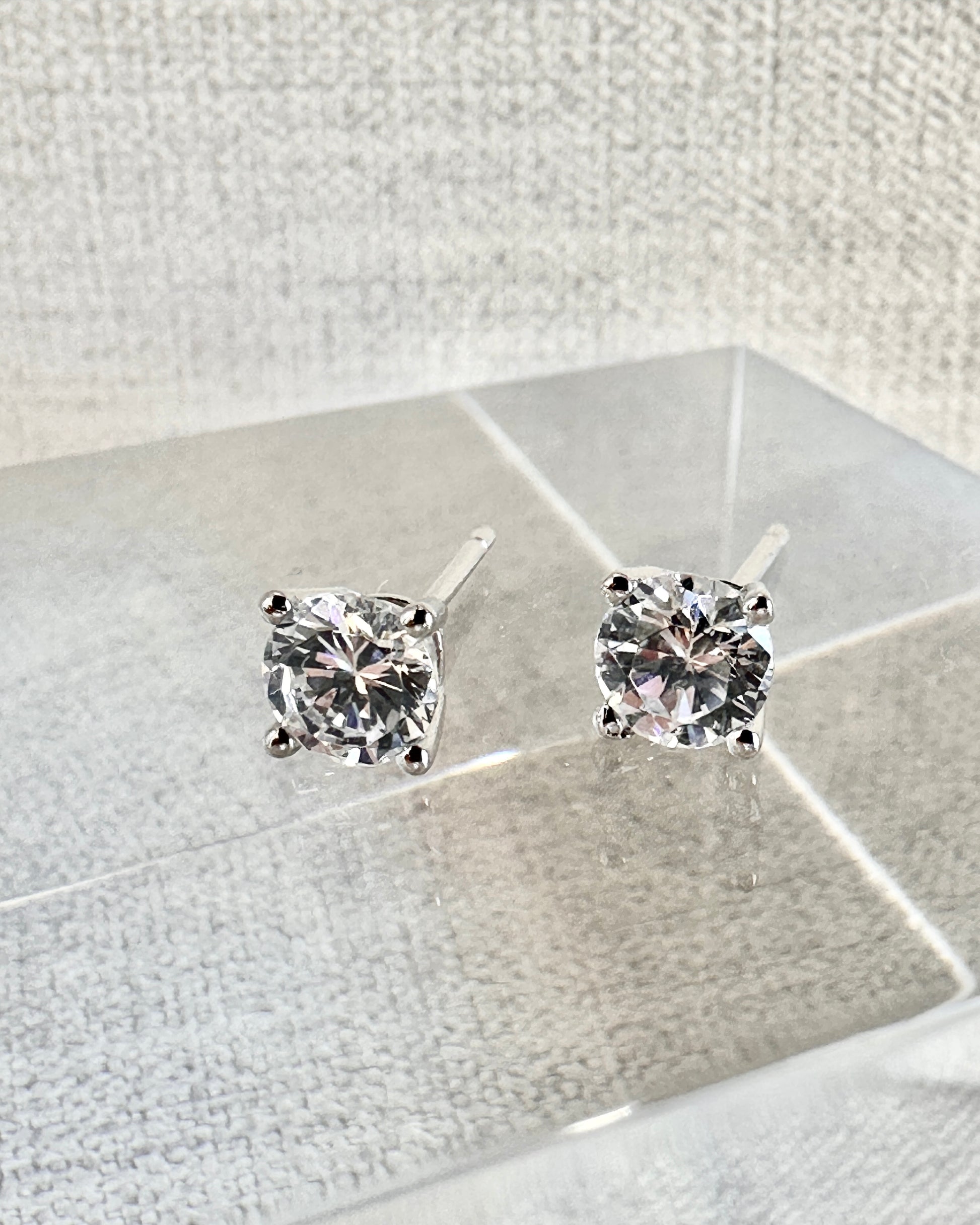 Candella Solitaire CZ Stud Earrings Silver
