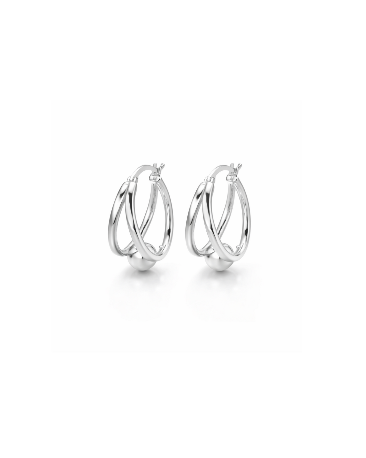 Candella Split Hoop Earrings with Sphere Silver