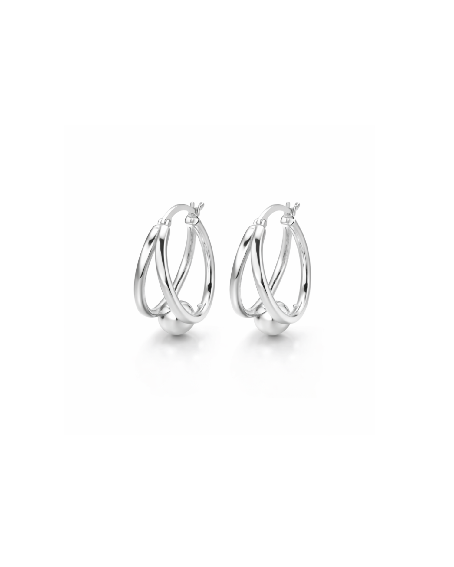 Candella Split Hoop Earrings with Sphere Silver