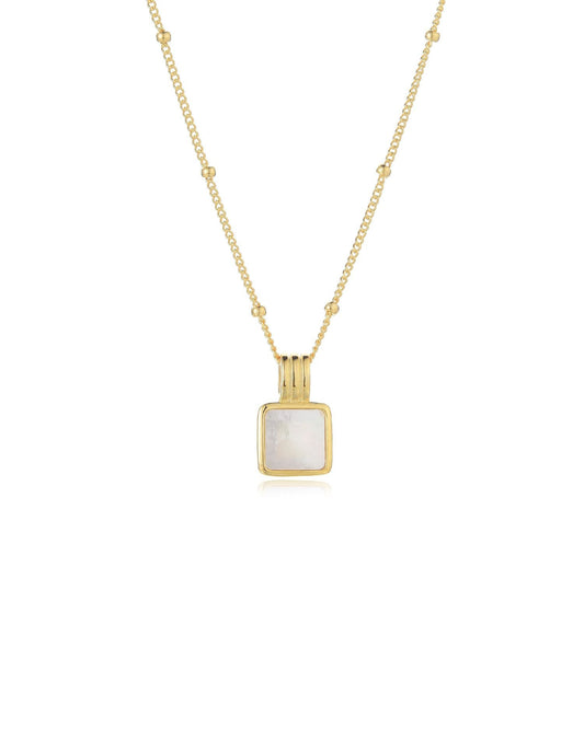 Candella Square Mother of Pearl Necklace Gold