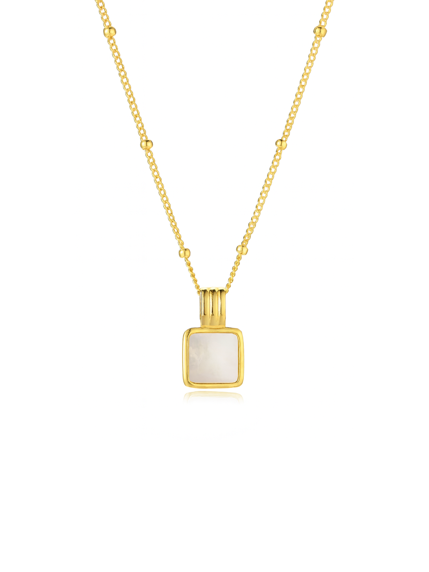 Candella Square Mother of Pearl Necklace Gold