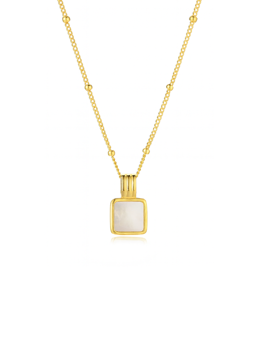 Candella Square Mother of Pearl Necklace Gold