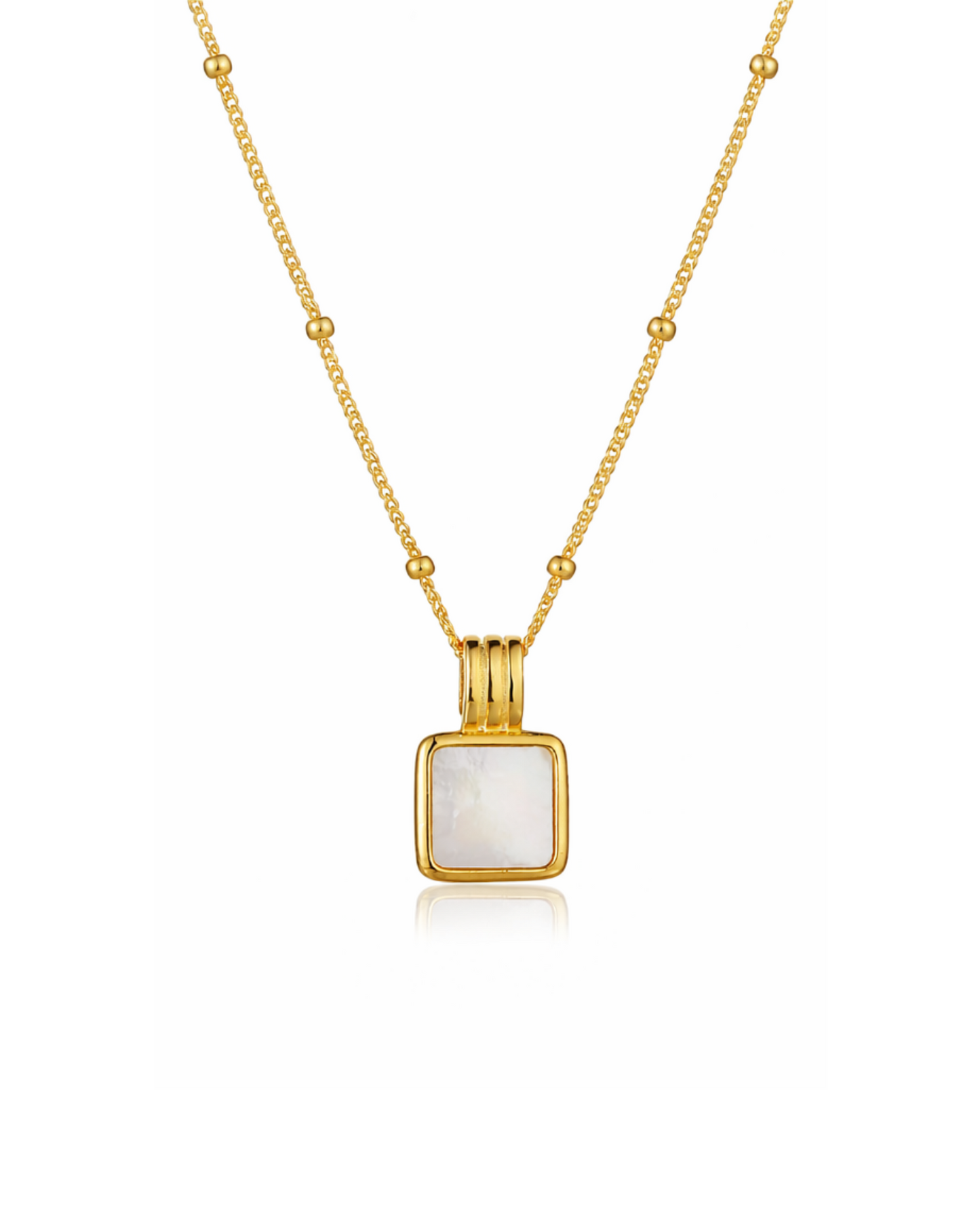 Candella Square Mother of Pearl Necklace Gold