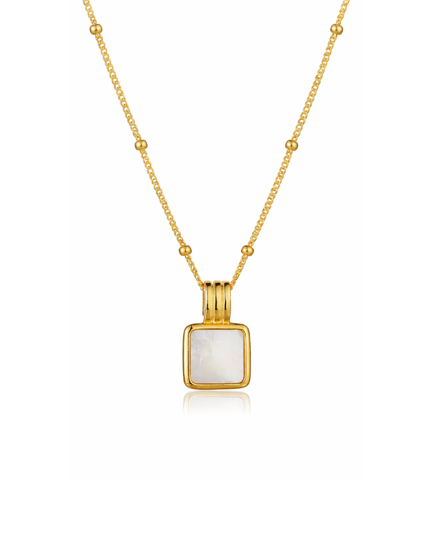 Candella Square Mother of Pearl Necklace Gold