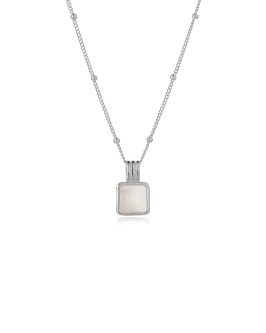 Square Mother of Pearl Necklace Silver