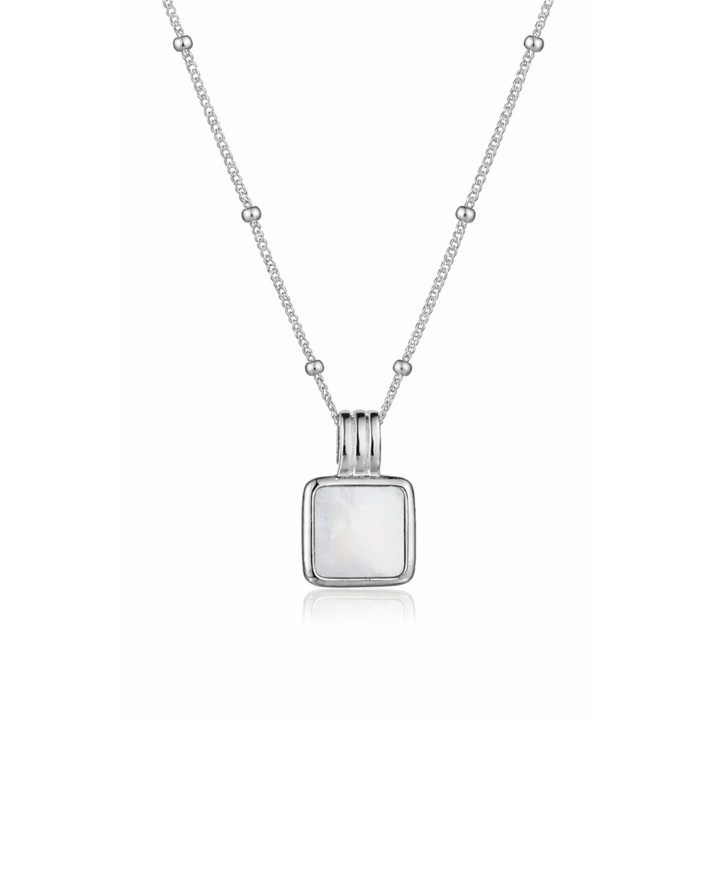 Candella Square Mother of Pearl Necklace Silver