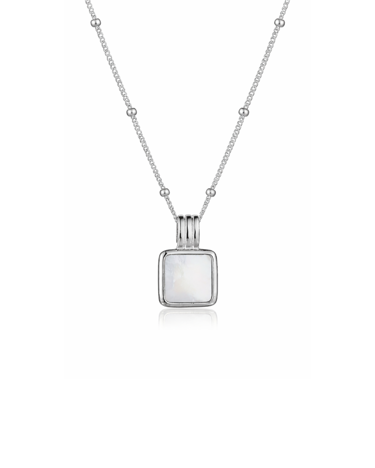Candella Square Mother of Pearl Necklace Silver