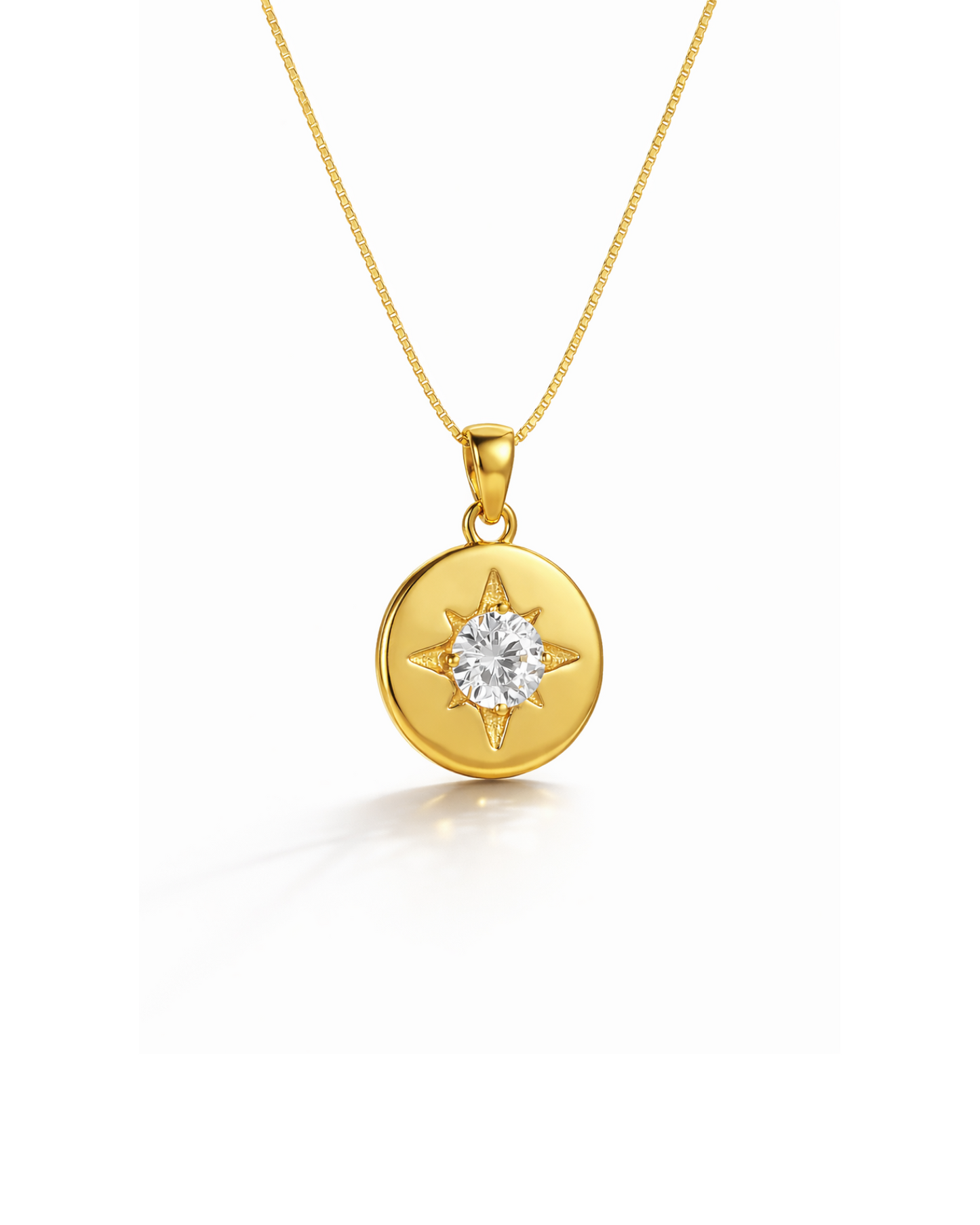 Candella Starburst Disk Pendant Necklace Gold
