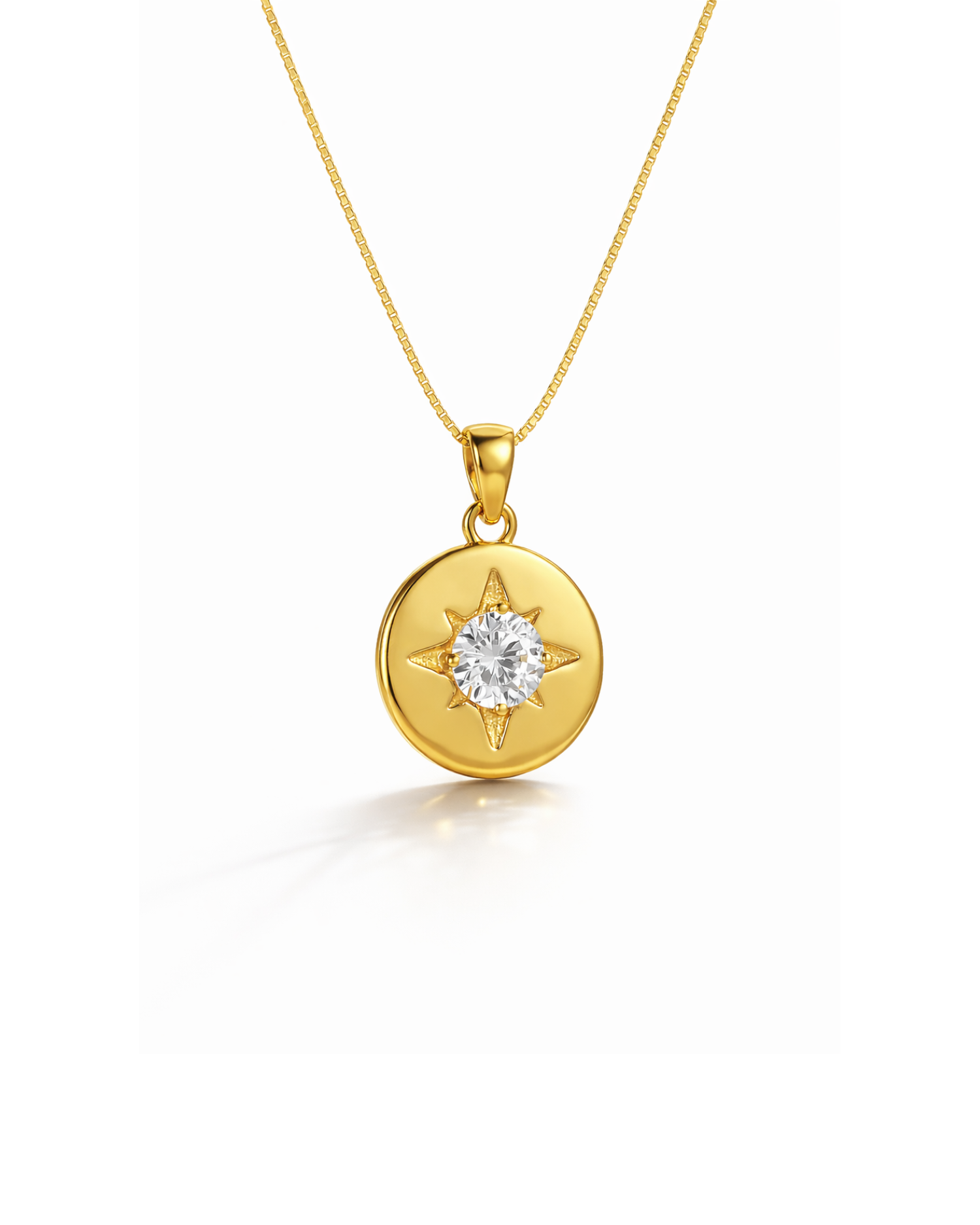 Candella Starburst Disk Pendant Necklace Gold