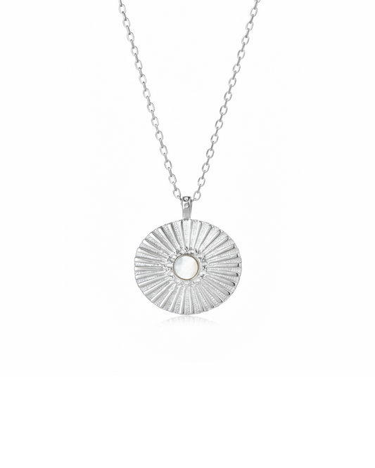 Candella Sunburst Pendant Necklace Silver