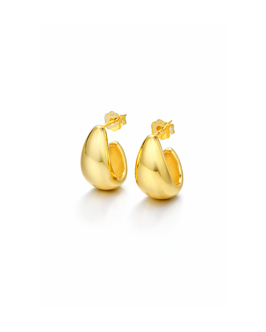 Candella Teardrop Chunky Stud Earrings Gold