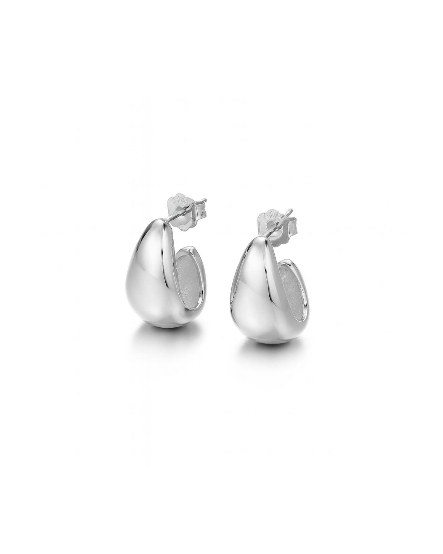 Candella Teardrop Chunky Stud Earrings Silver