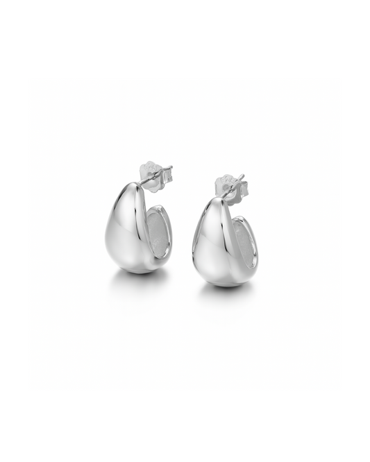Candella Teardrop Chunky Stud Earrings Silver