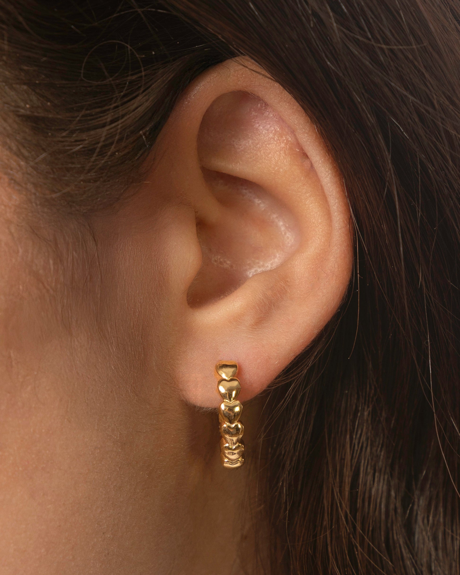 Candella Tiny Hearts Hoop Earrings Gold 