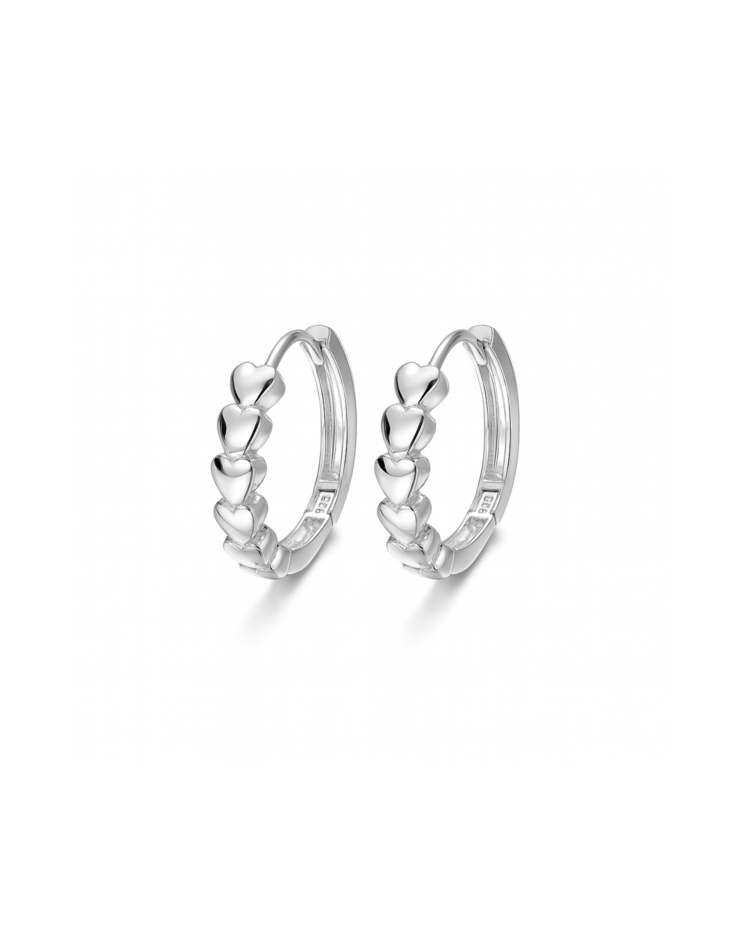 Candella Tiny Hearts Hoop Earrings Silver