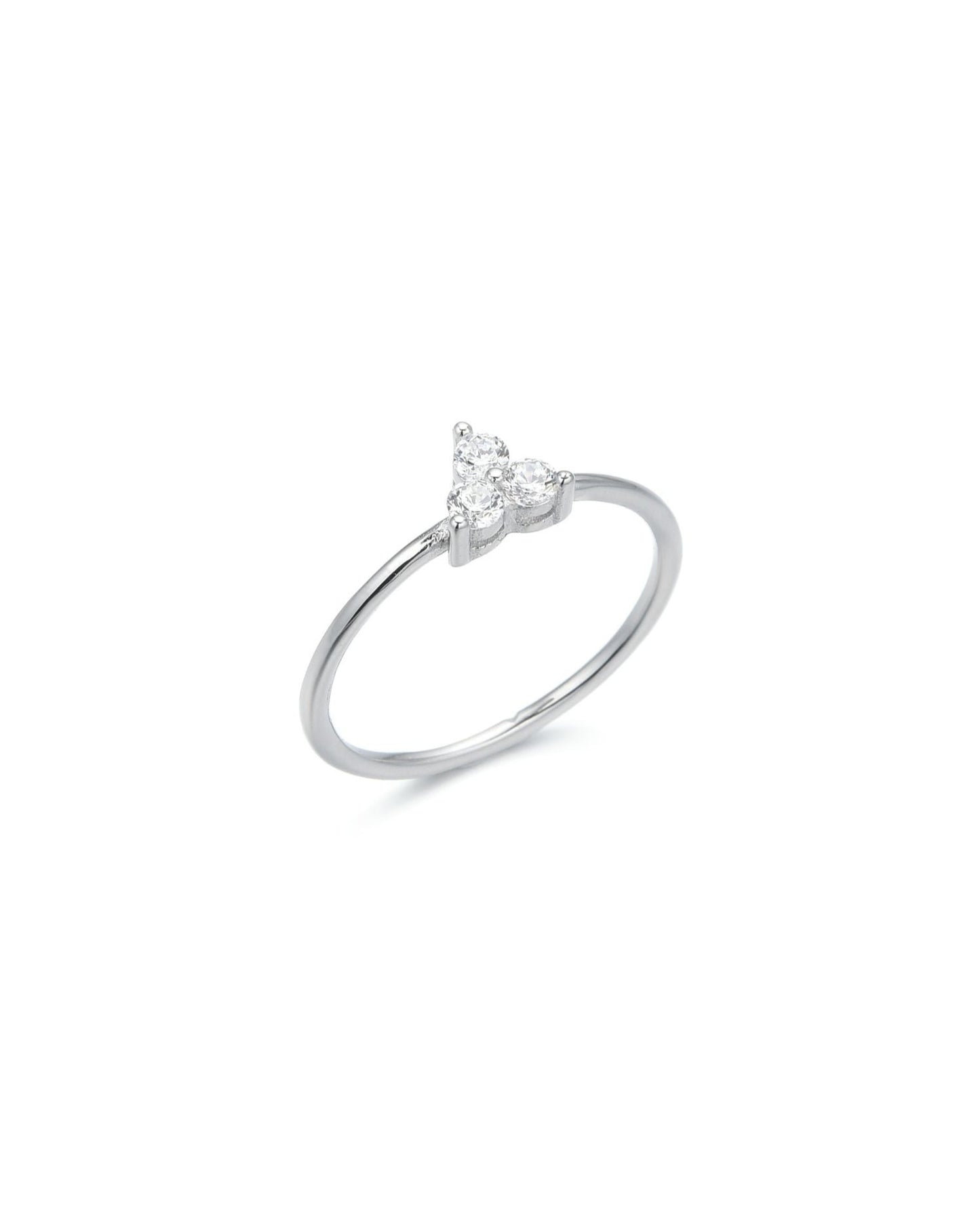 Trio Crystal Minimalist Ring Silver