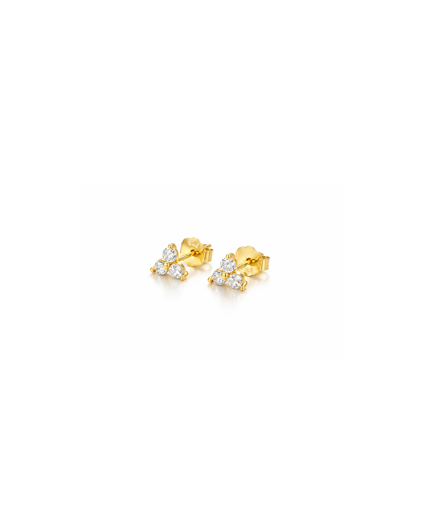 Candella Trio Crystal Stud Earrings Gold
