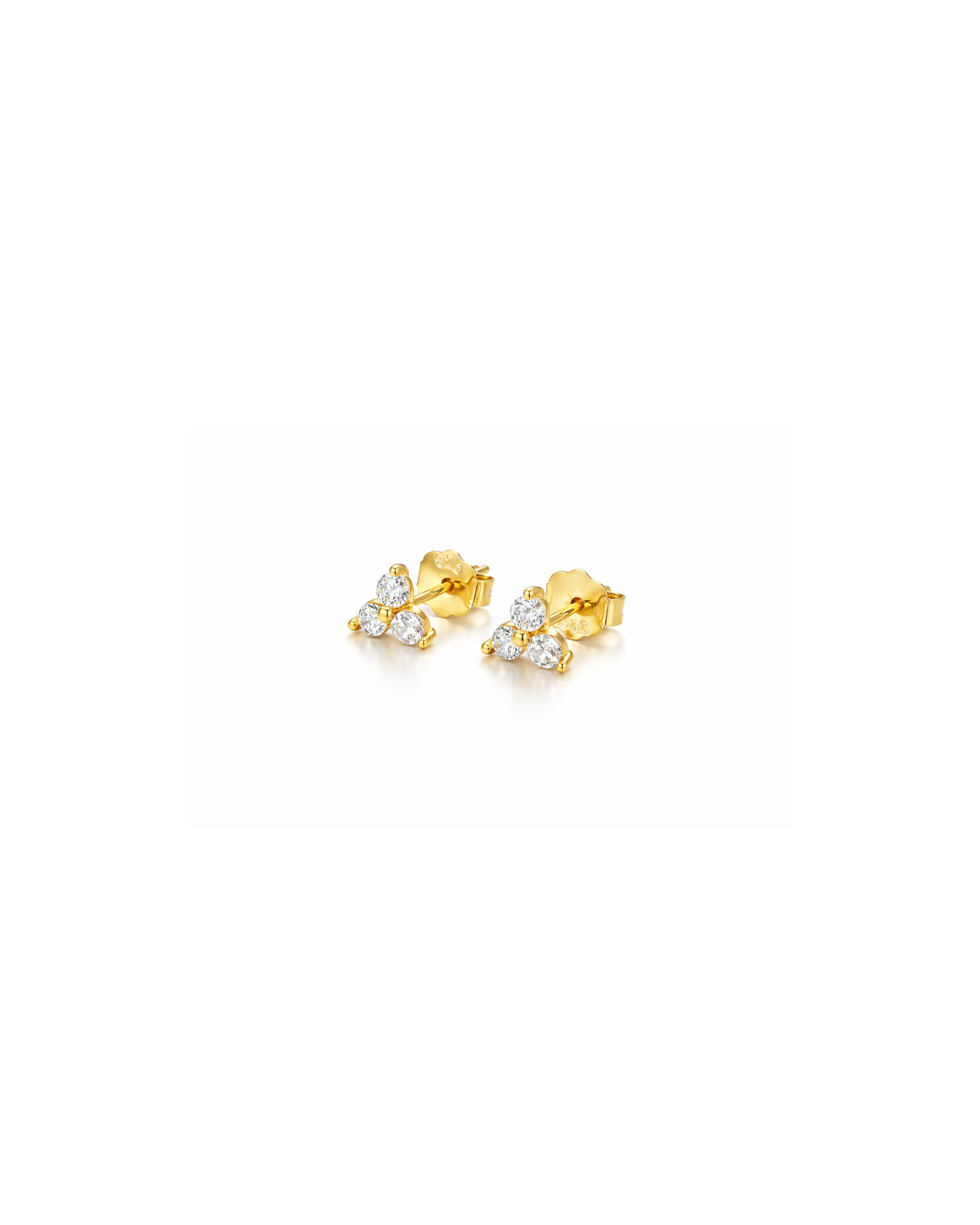 Candella Trio Crystal Stud Earrings Gold