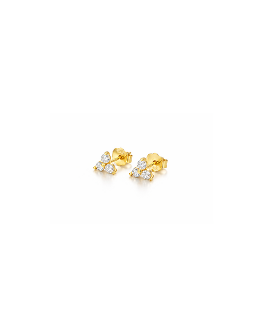 Candella Trio Crystal Stud Earrings Gold