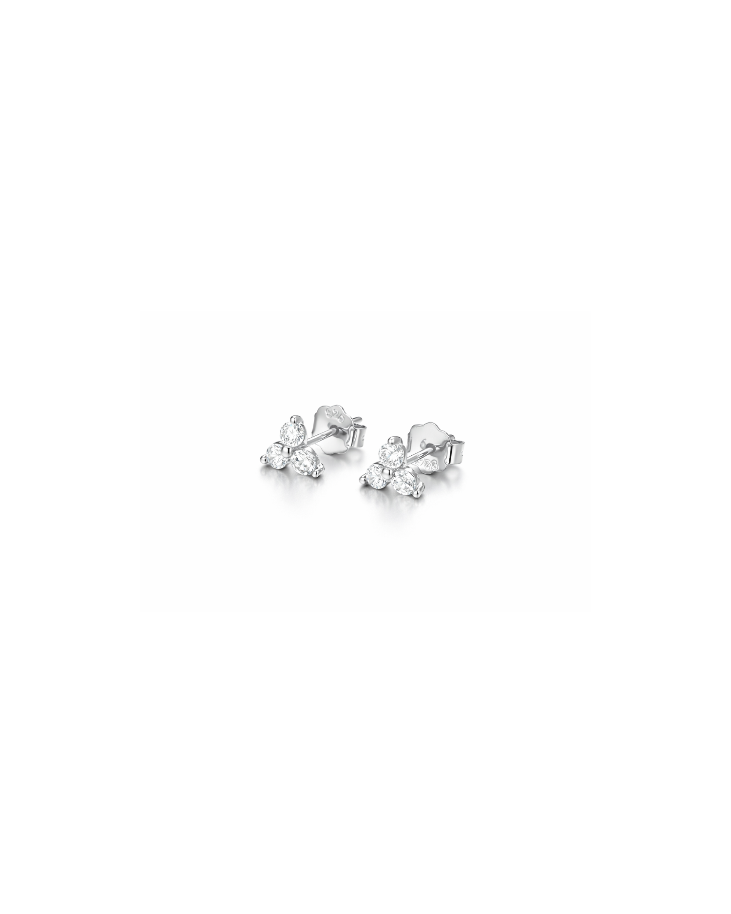 Candella Trio Crystal Stud Earrings Silver