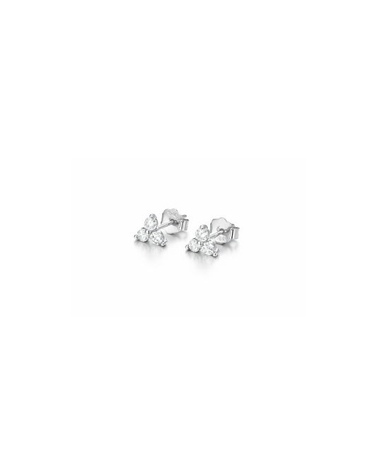 Candella Trio Crystal Stud Earrings Silver