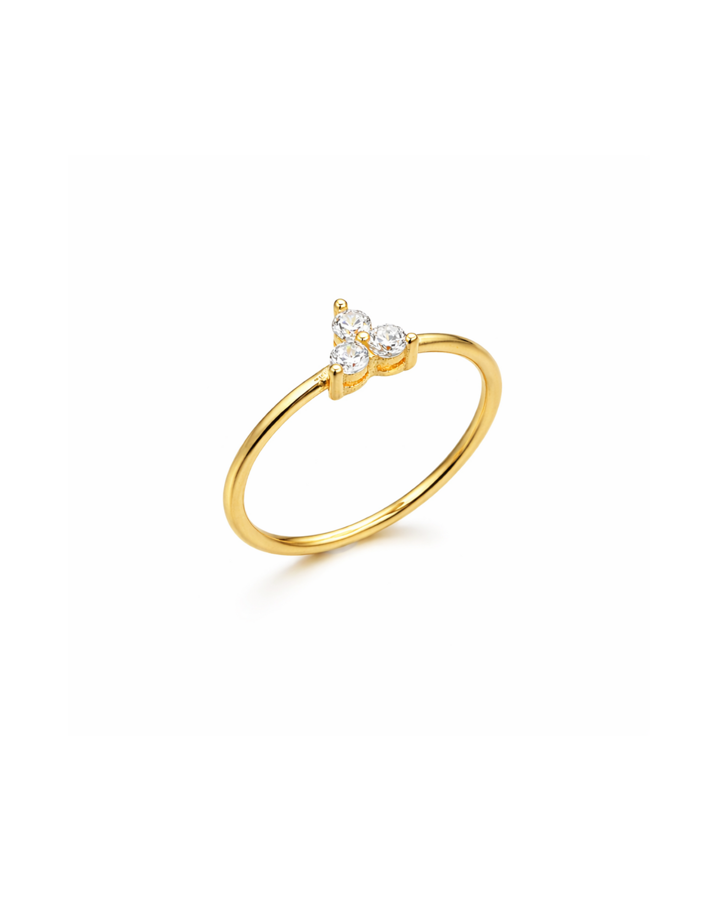 Candella Triple Crystal Minimalist Ring Gold