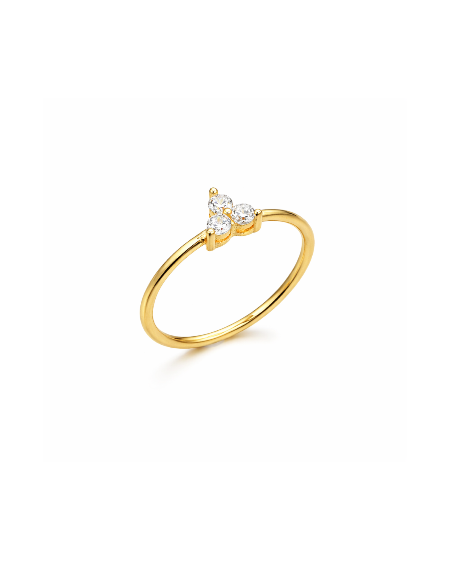 Candella Triple Crystal Minimalist Ring Gold
