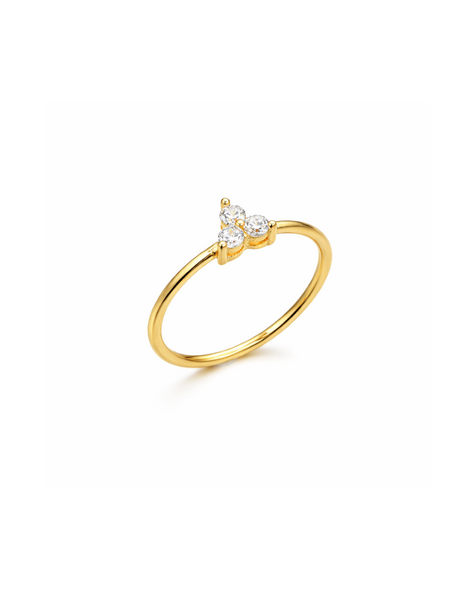 Candella Triple Crystal Minimalist Ring Gold