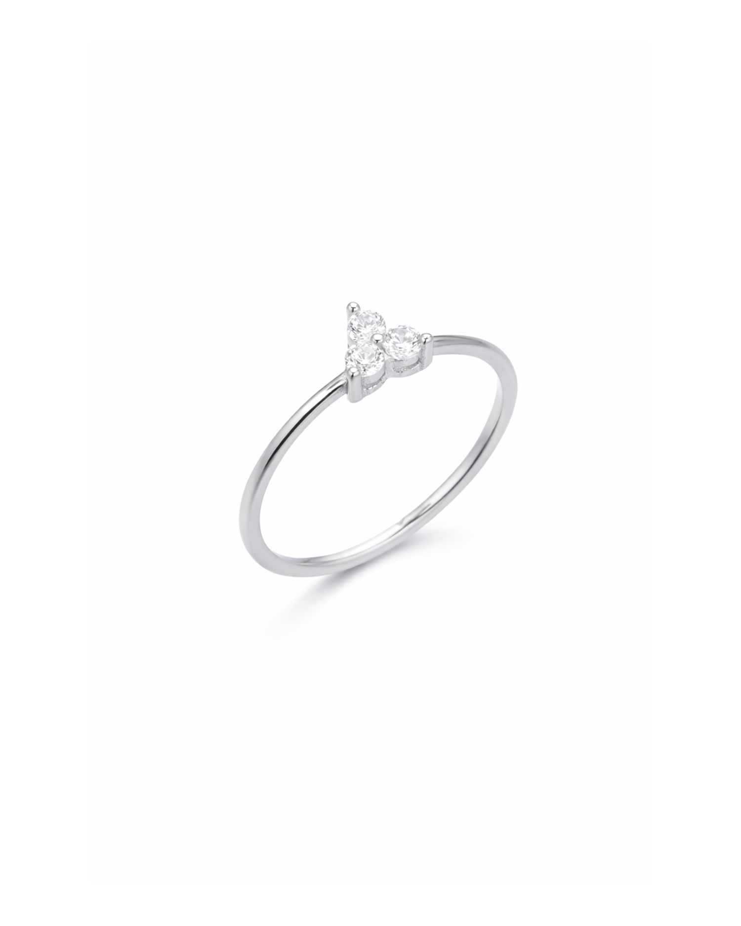 Candella Triple Crystal Minimalist Ring Silver
