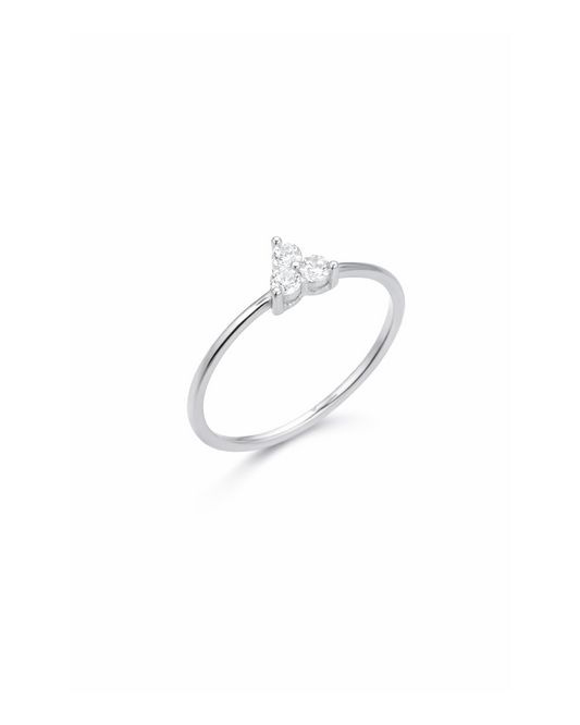 Candella Triple Crystal Minimalist Ring Silver