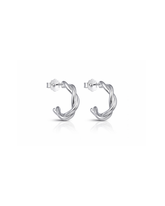 Candella Twisted Half Hoop Earrings Silver