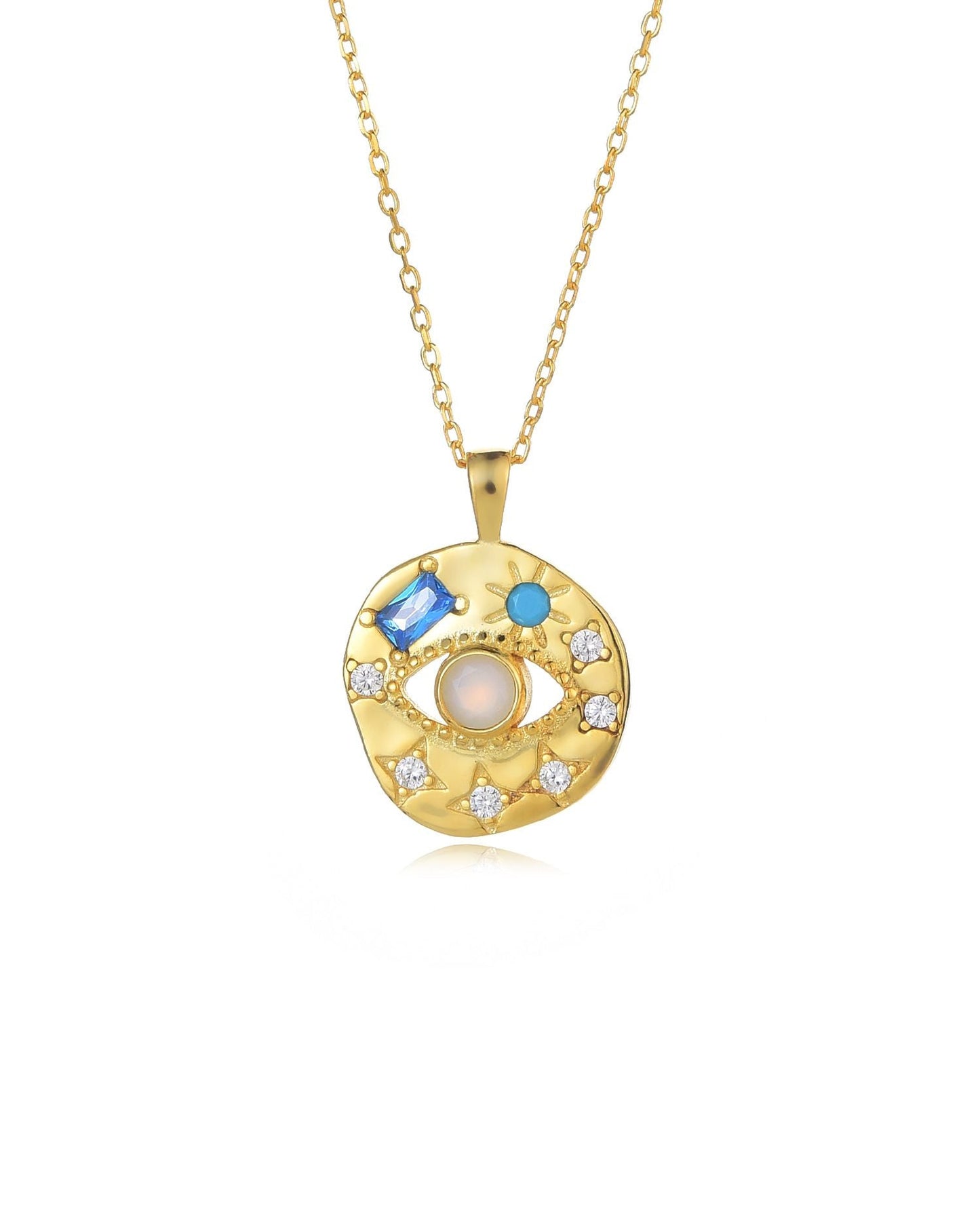 Moonstone Evil Eye Talisman Necklace Gold