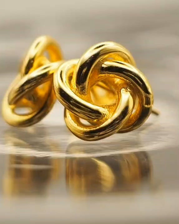 Candella Knot Stud Earrings Gold V1